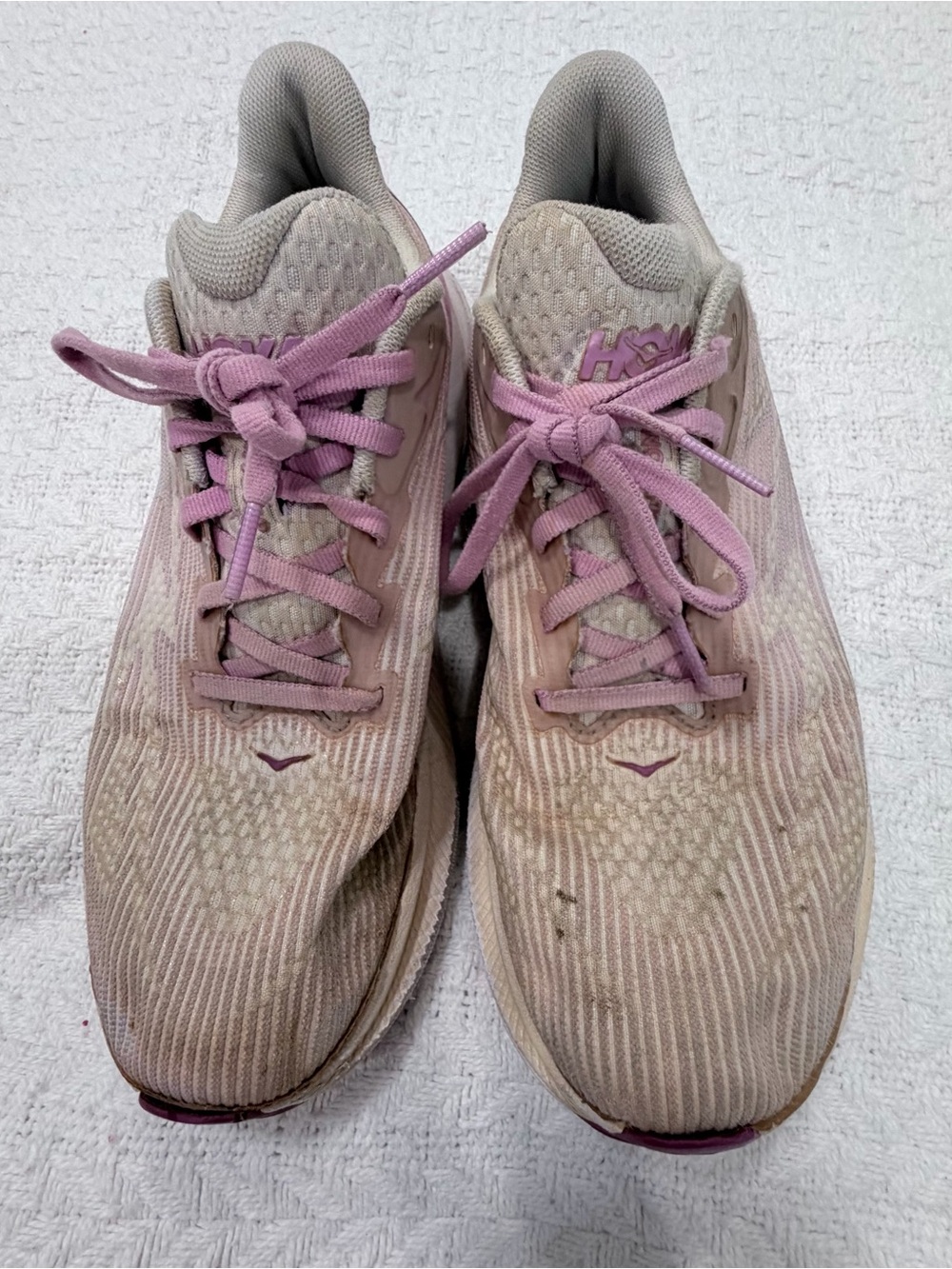 Hoka One One Women’s Pale Pink Lace-Up Athletic Shoes